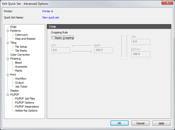 Advanced Quick Set Options