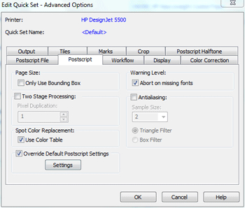 Override PostScript RIP Settings