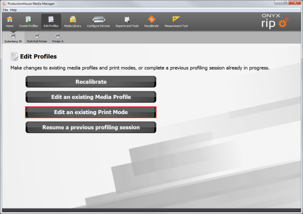 Print Mode Edit a Mode